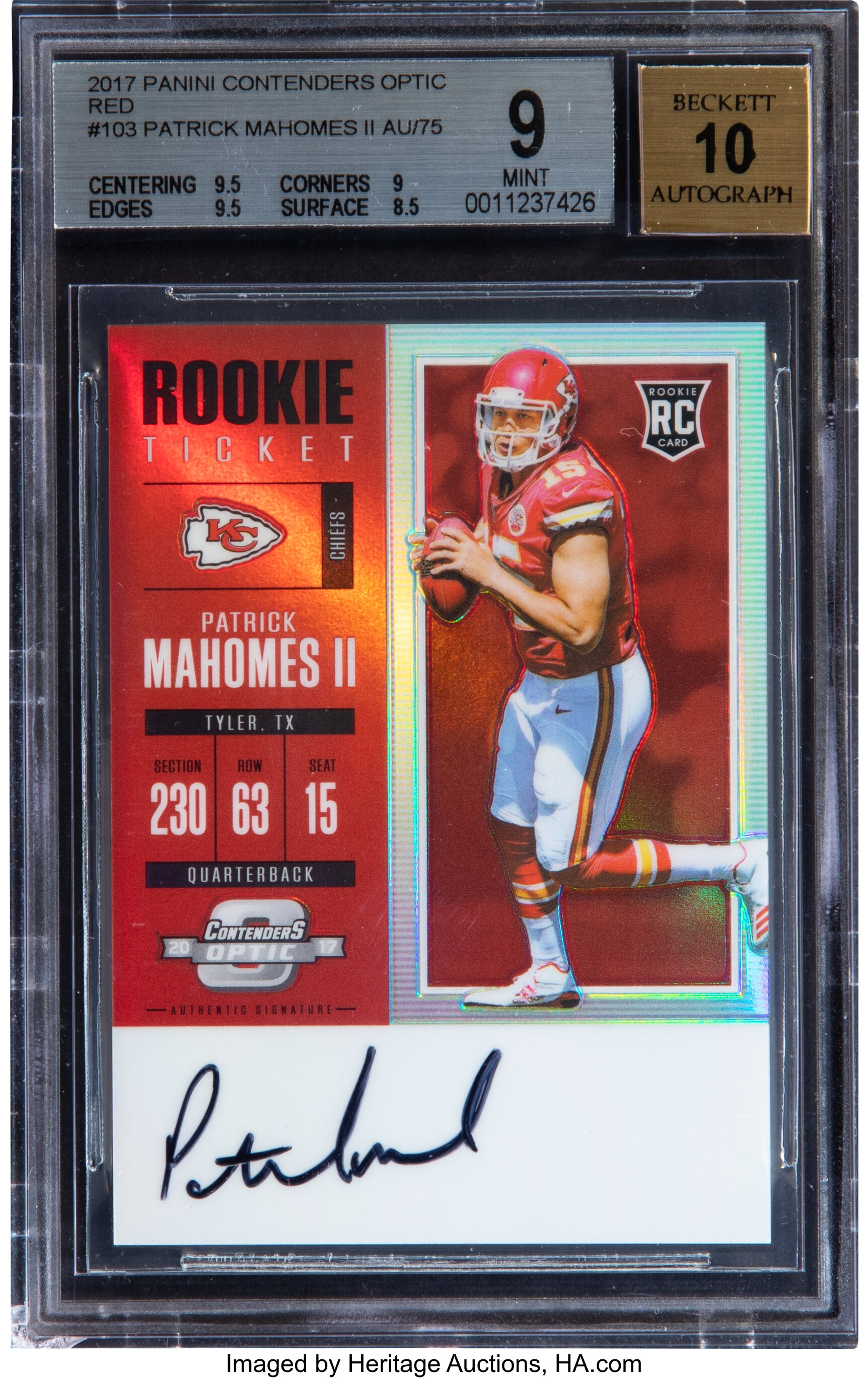 Patrick Mahomes Autographed Trading Cards, Signed Patrick Mahomes  Inscripted Trading Cards