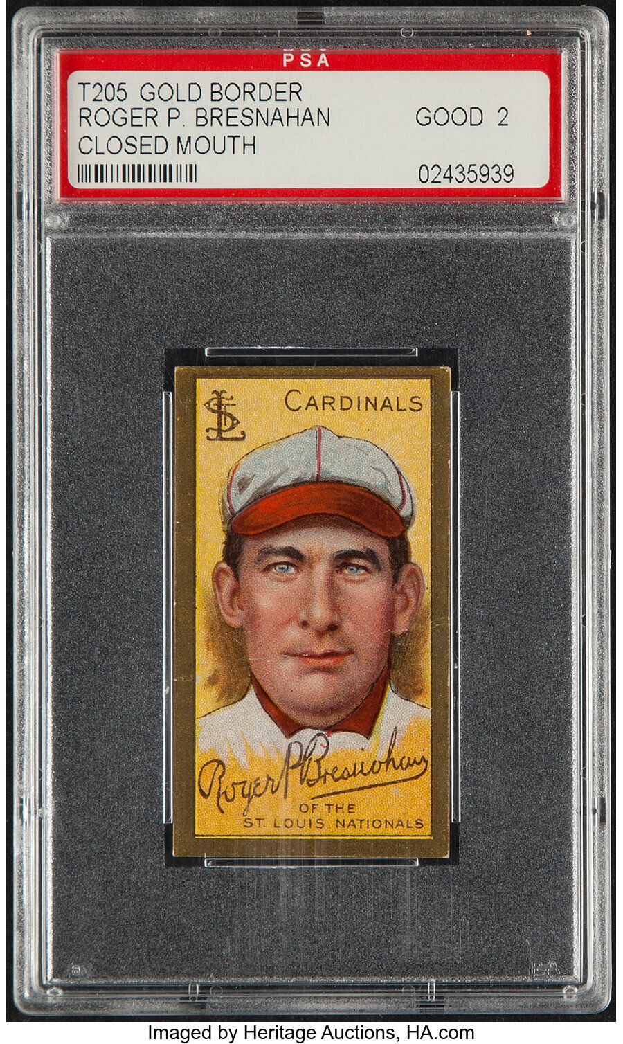 1911 T205 Piedmont Roger Bresnahan (Closed Mouth) PSA Good 2