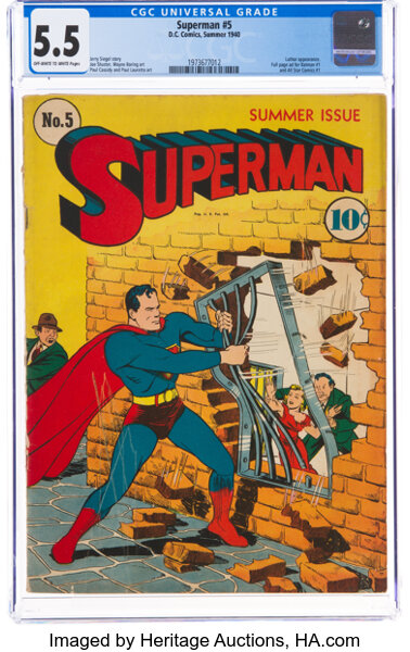 Golden Age (1938-1955):Superhero, Superman #5 (DC, 1940) CGC FN- 5.5 Off-white to white pages....