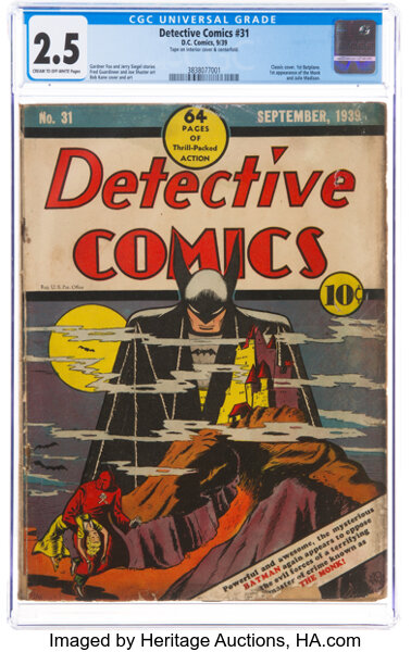 Golden Age (1938-1955):Superhero, Detective Comics #31 (DC, 1939) CGC GD+ 2.5 Cream to off-white pages....
