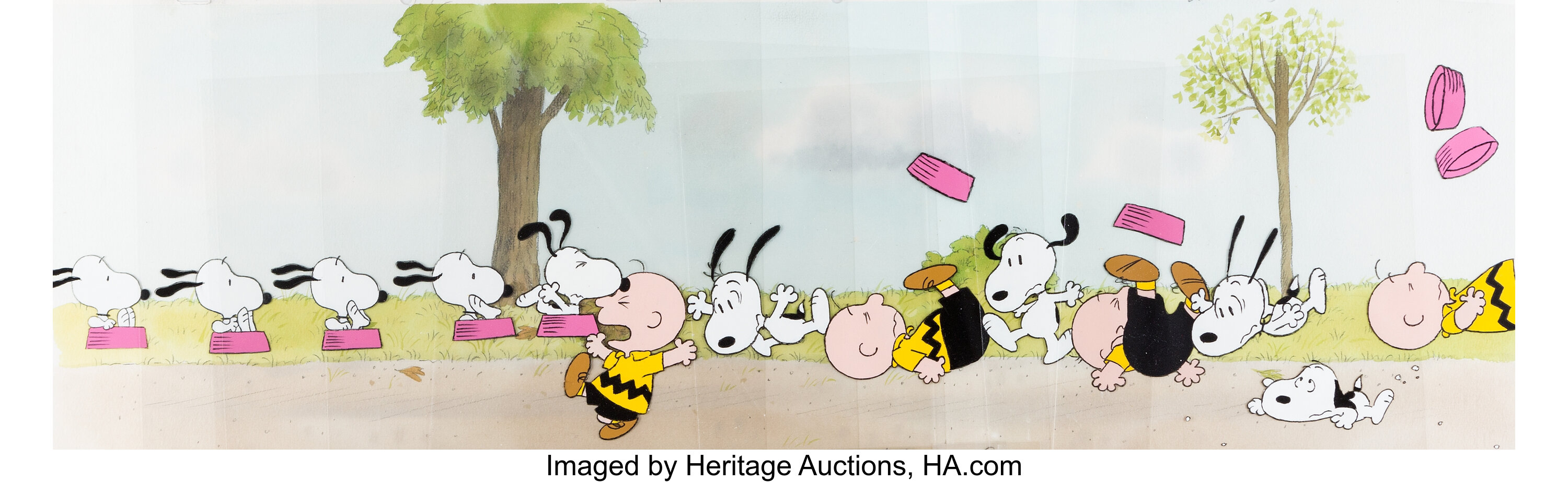 Charlie Brown and Snoopy Show Baseball Scene Production Cel Setup, Lot  #97314