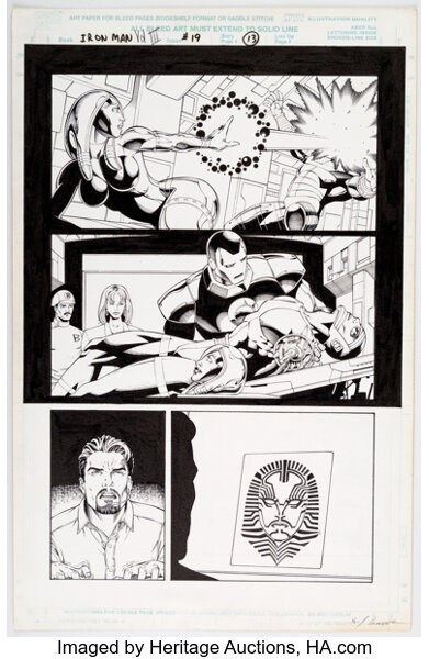 Original Comic Art:Story Page, Sean Chen and Eric Cannon Iron Man #19 Story Page 13 Original Art (Marvel, 1999)....