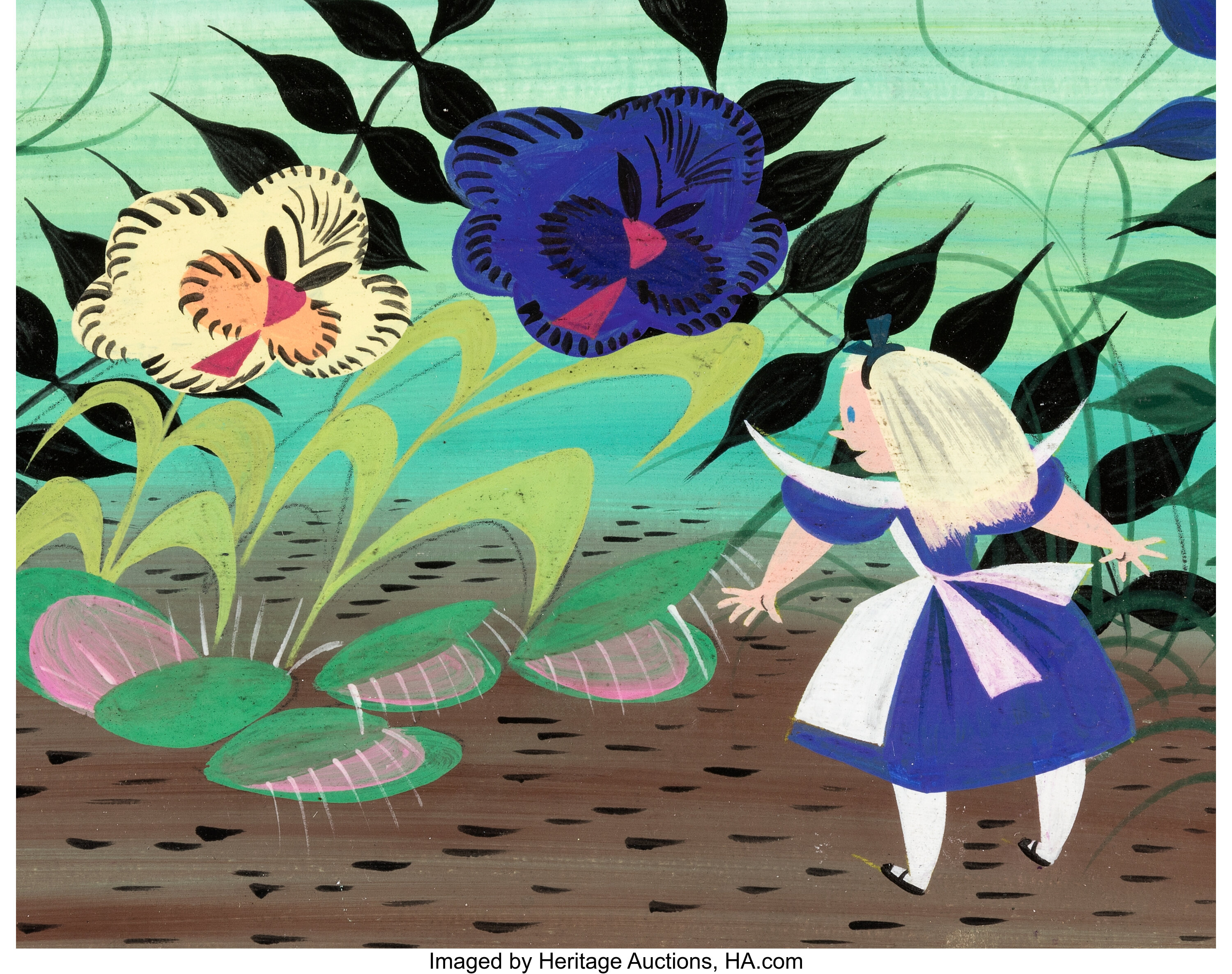 Mary Blair Alice in Wonderland Alice and Flowers Concept/Color Key | Lot  #17029 | Heritage Auctions