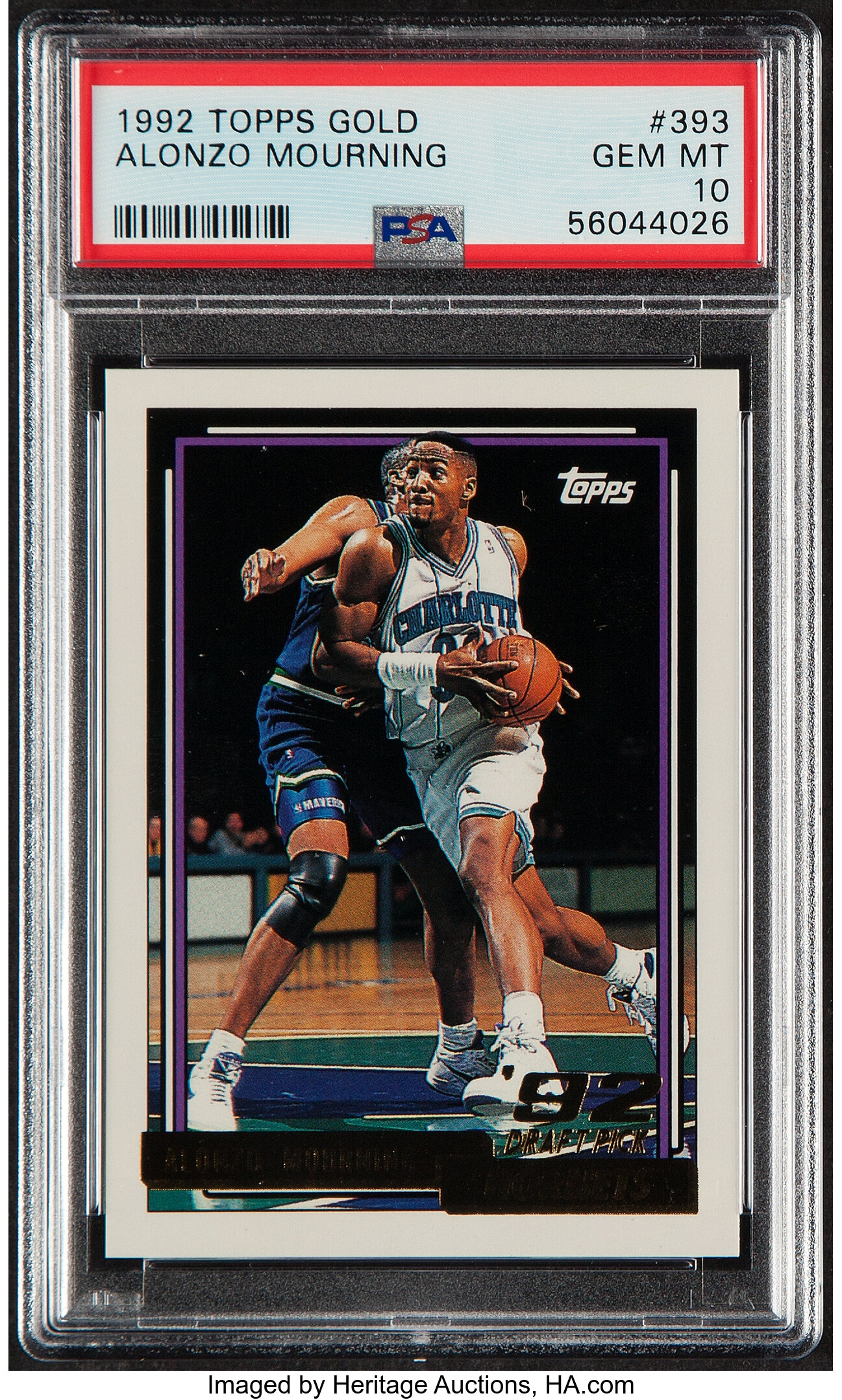 1992 Topps Gold Alonzo Mourning #393 PSA Gem Mint 10. Basketball, Lot  #41315