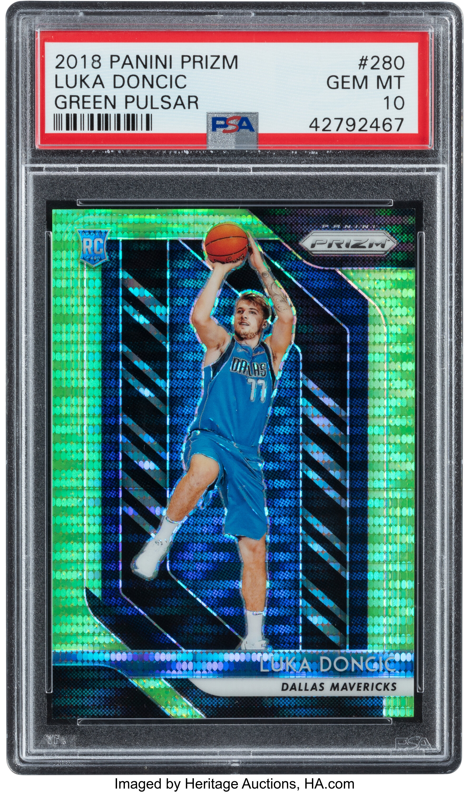 2018 Panini Prizm Luka Doncic (Green Pulsar) #280 PSA Gem Mint 10