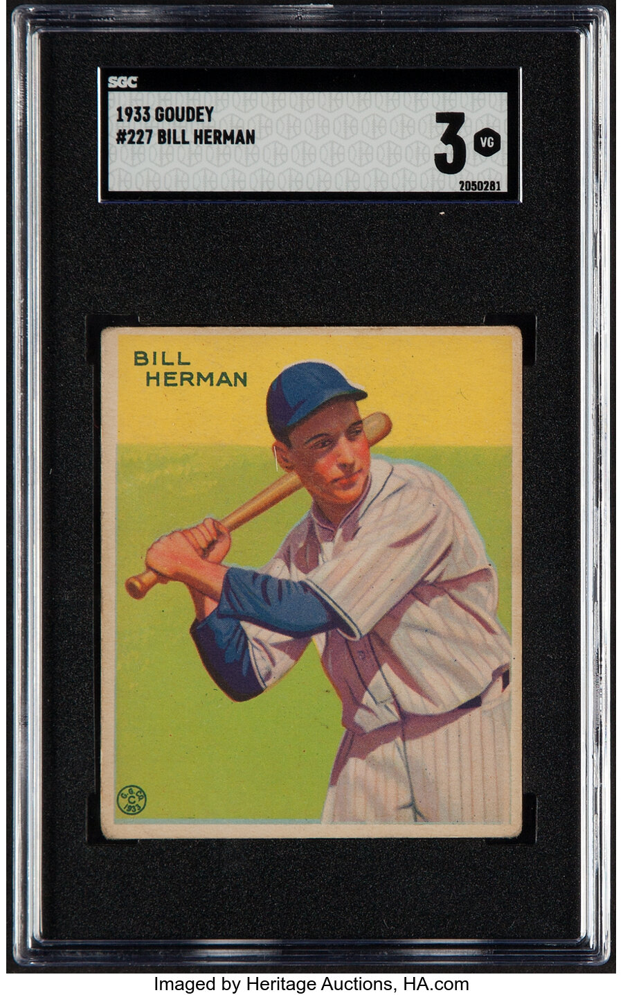 1933 Goudey Bill Herman #227 SGC VG 3