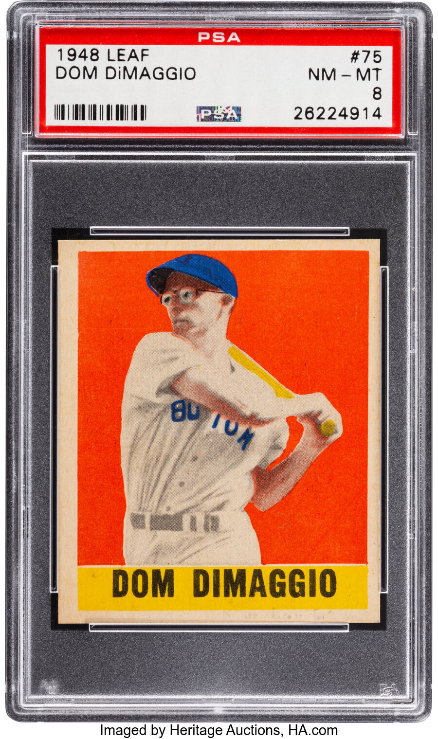 1948-49 Leaf Dom DiMaggio (SP) #75 PSA NM-MT 8 - Pop Two, None Higher!