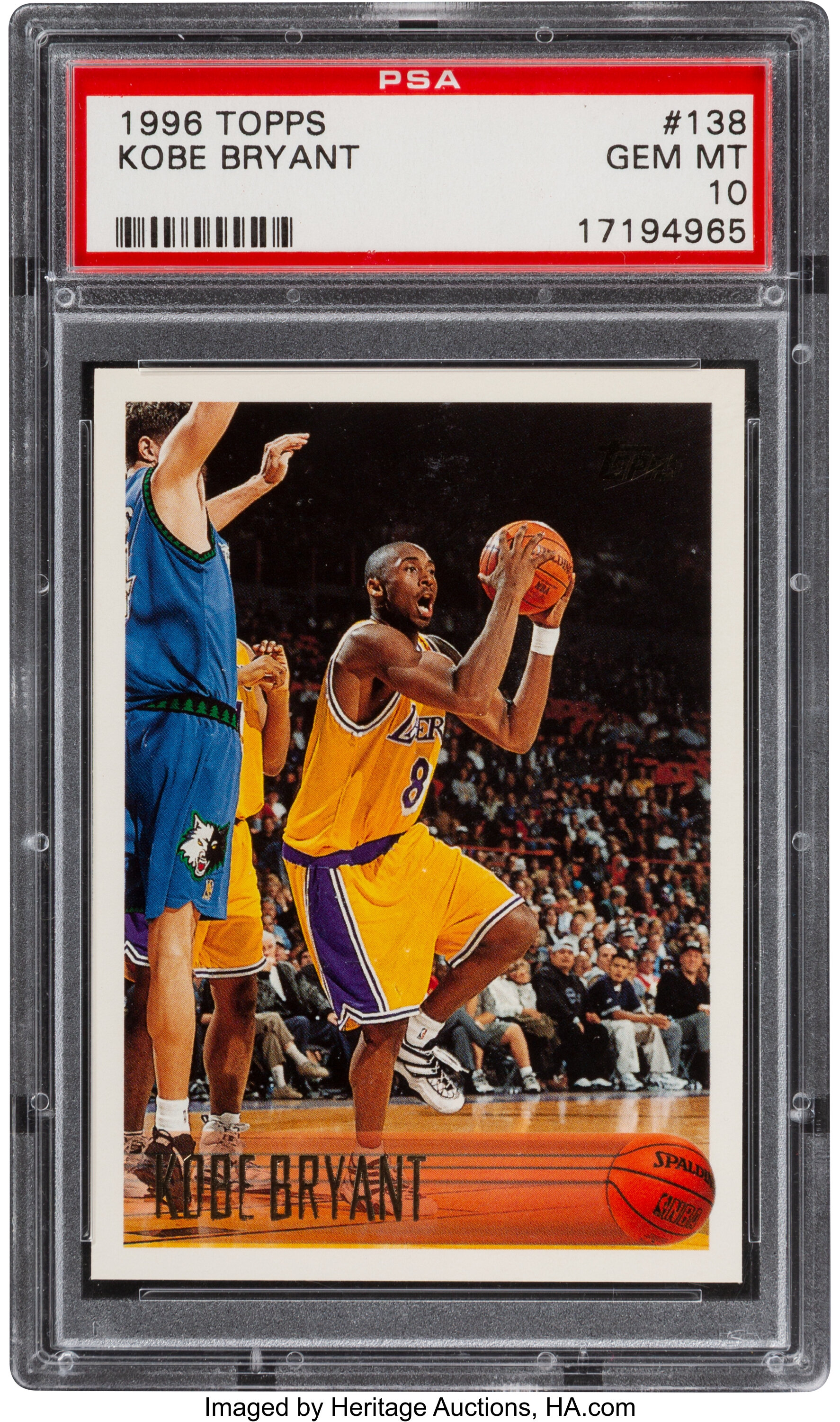 1996 Topps Kobe Bryant #138 PSA Gem Mint 10. Basketball Cards