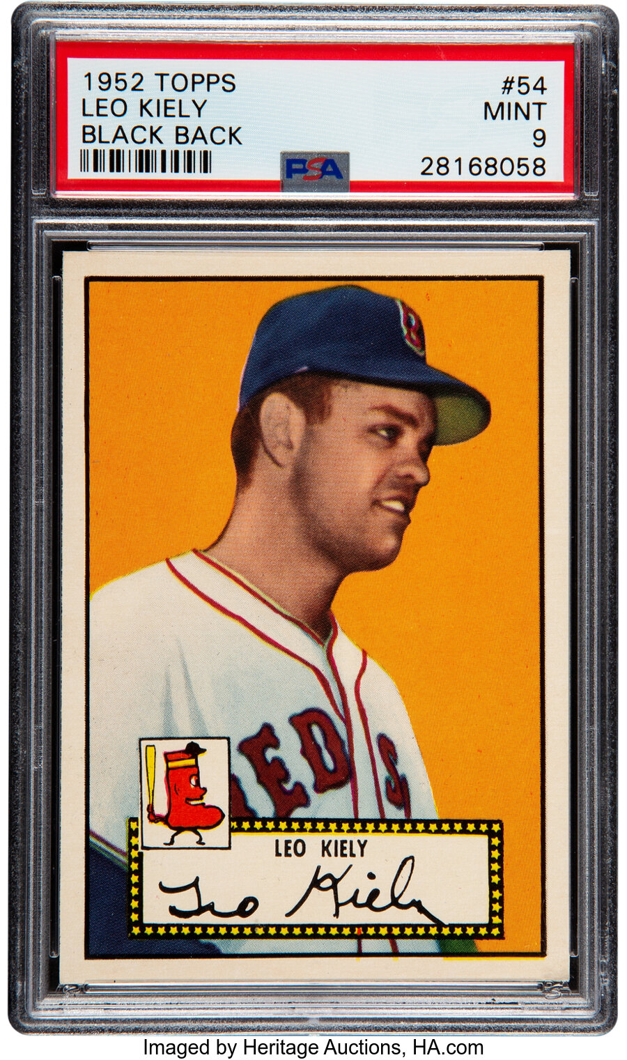 1952 Topps Leo Kiely (Black Back) #54 PSA Mint 9 - Pop One, None Higher!