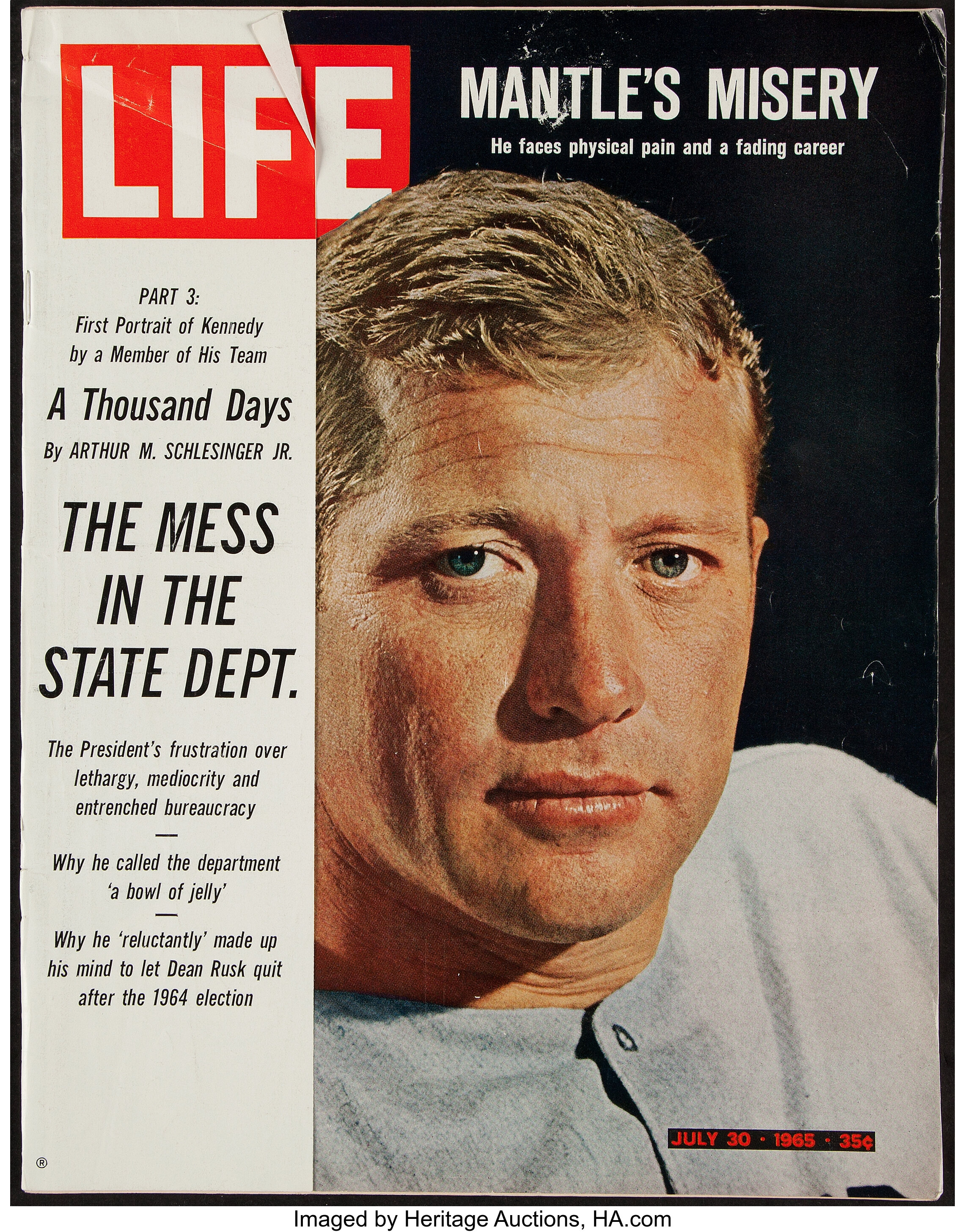 Lot Detail - 1965 Mickey Mantle Autographed Life Magazine with