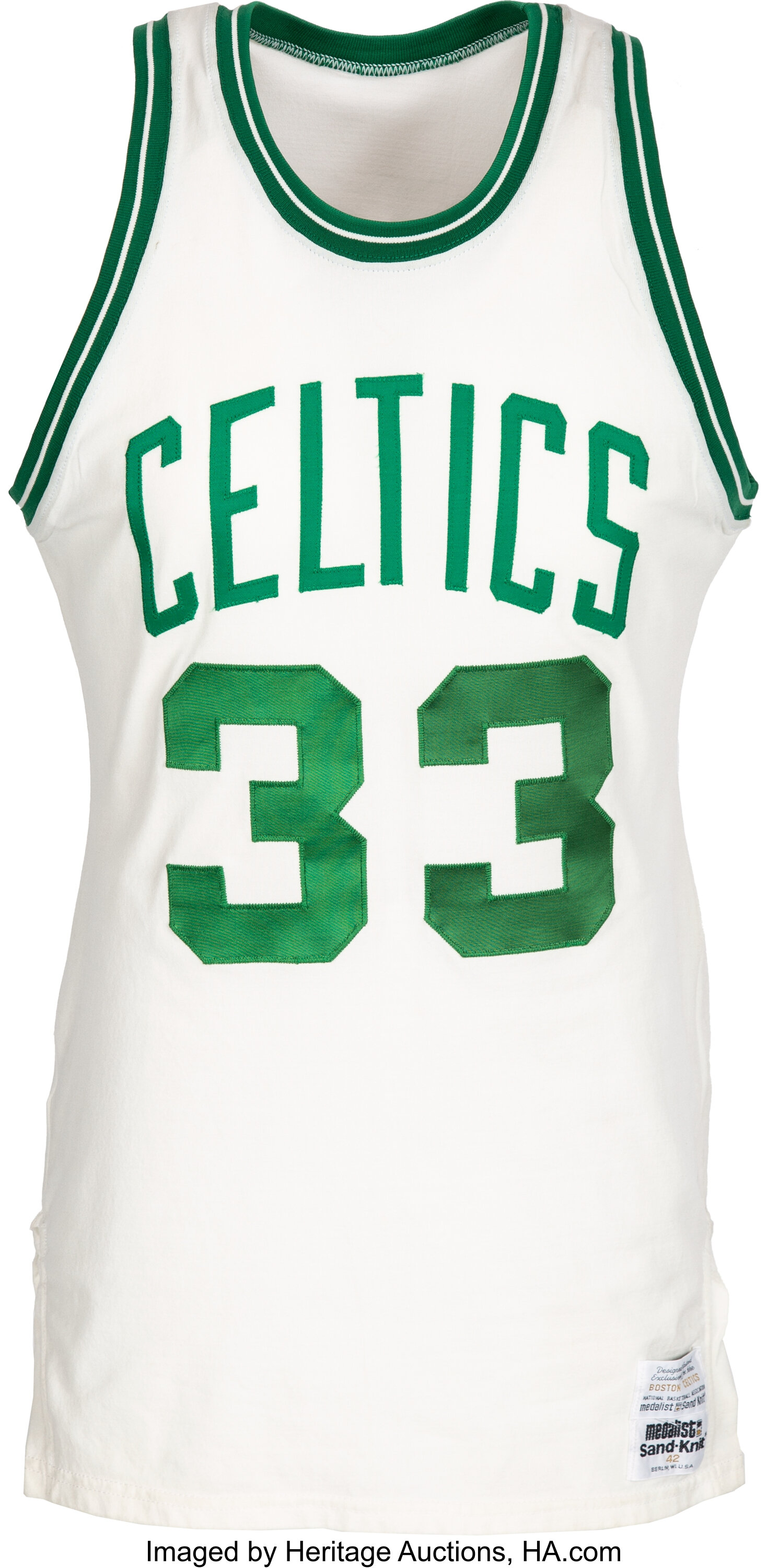 1980's BOSTON CELTICS BIRD #33 MACGREGOR SAND-KNIT JERSEY (AWAY) M -  Classic American Sports