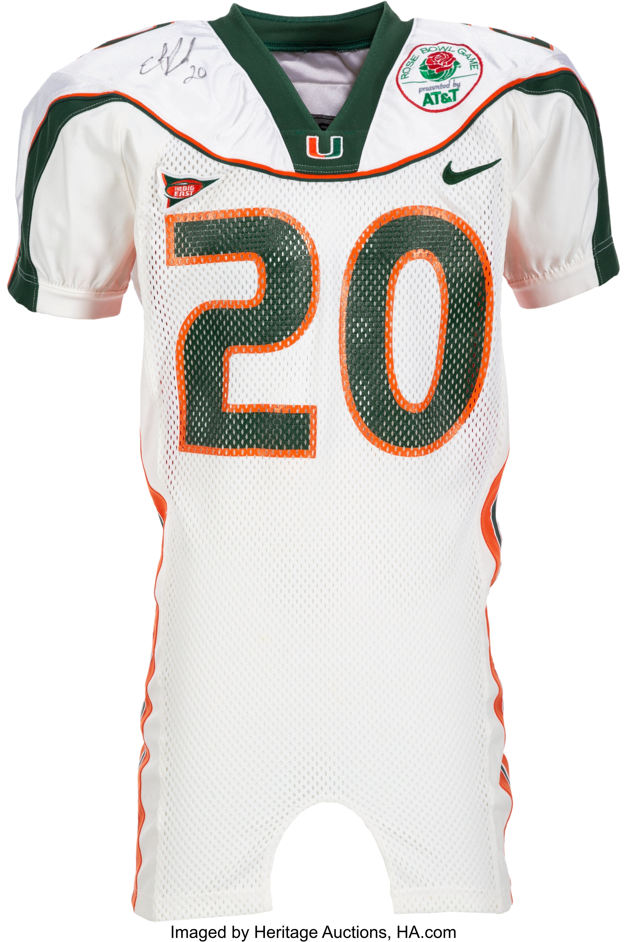 Miami Hurricanes #42 Game Used White Football Practice Jersey 927