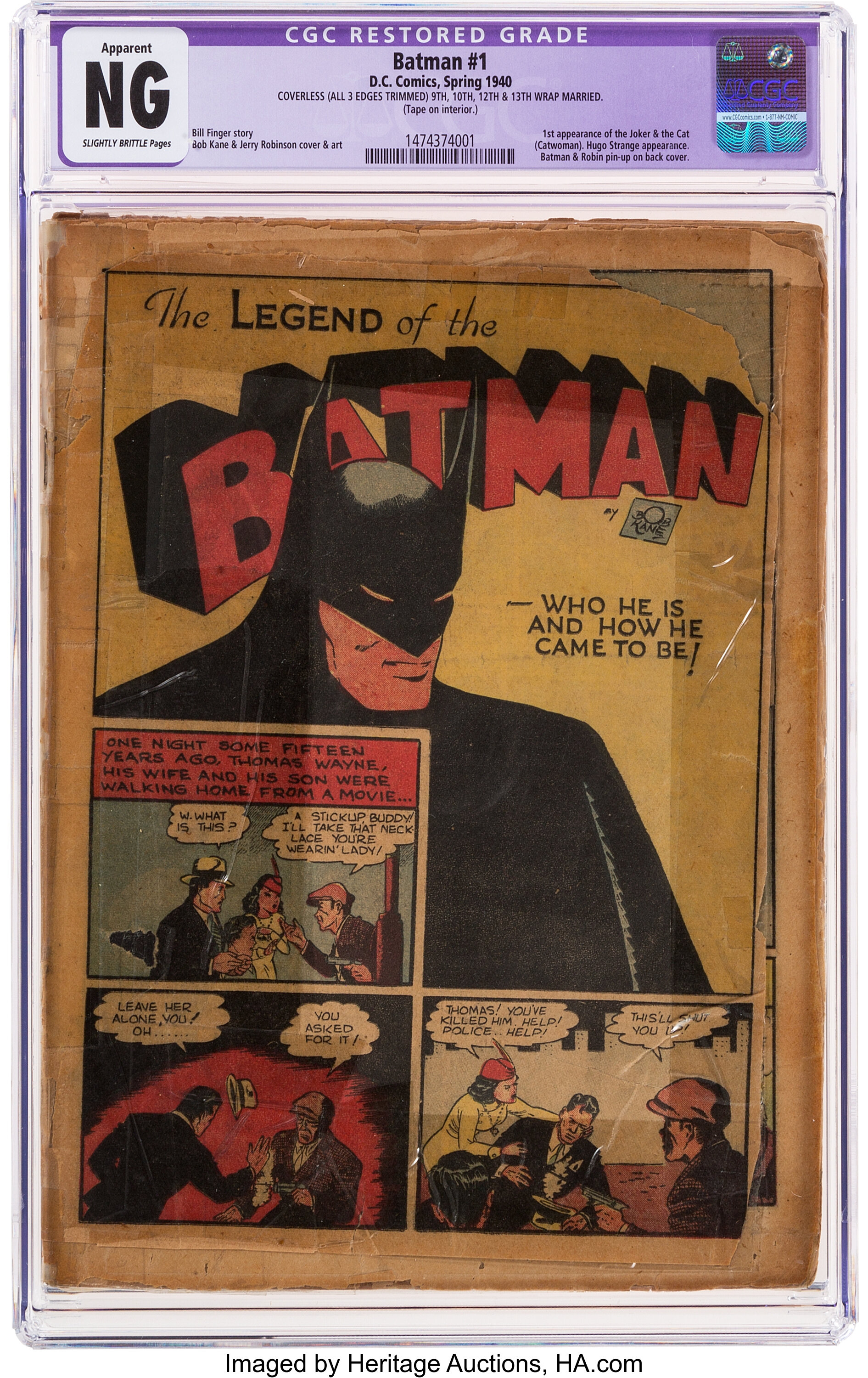 Batman #1 (DC, 1940) CGC Apparent NG (No Grade) Slightly Brittle | Lot  #96348 | Heritage Auctions