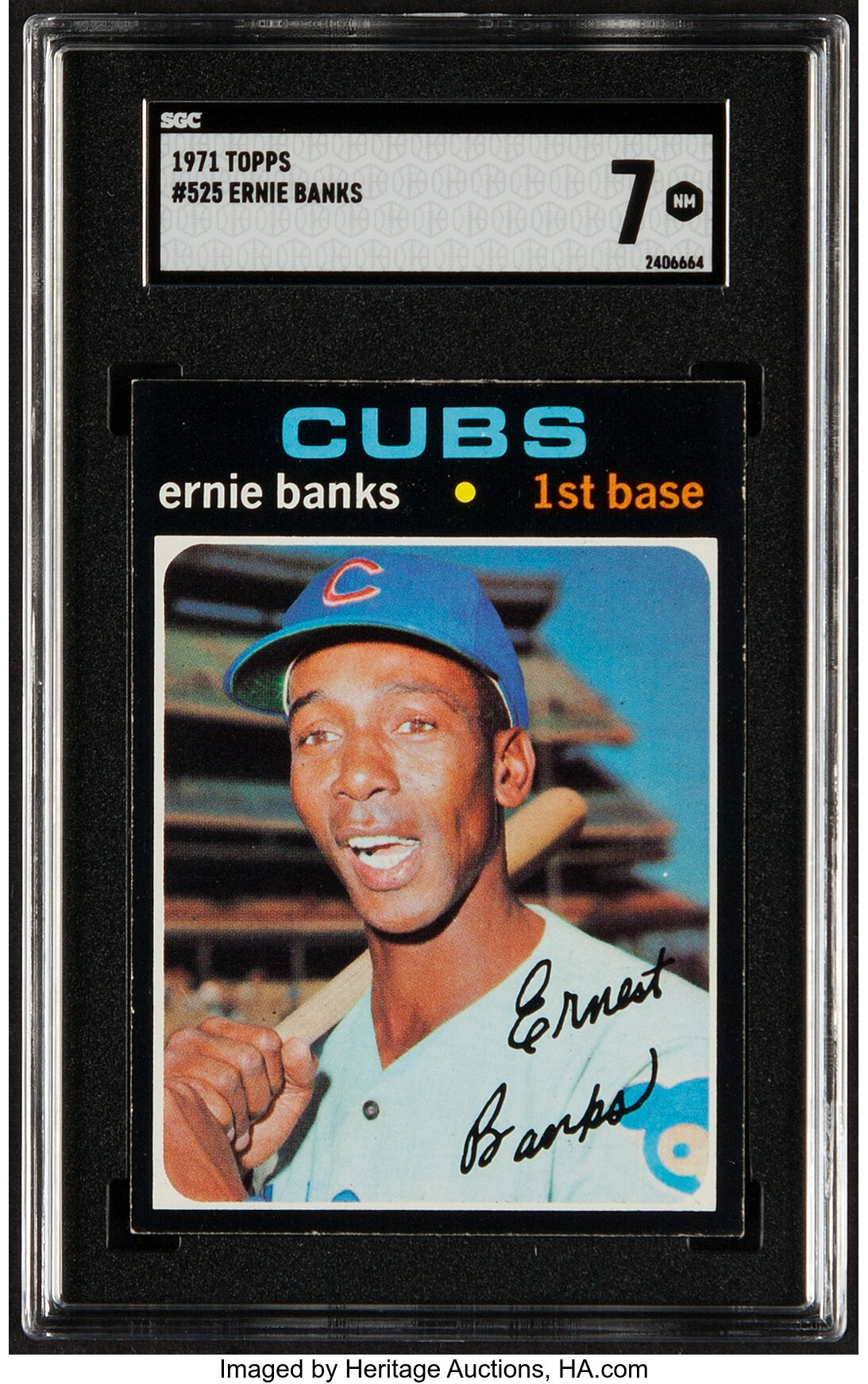 At Auction: 1971 Topps #525 Ernie Banks Chicago Cubs Baseball Card