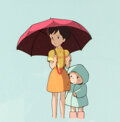 Hayao Miyazaki My Neighbor Totoro Mei et Satsuki Cellulo de Production B-2 (Studio Ghibli, 1988).