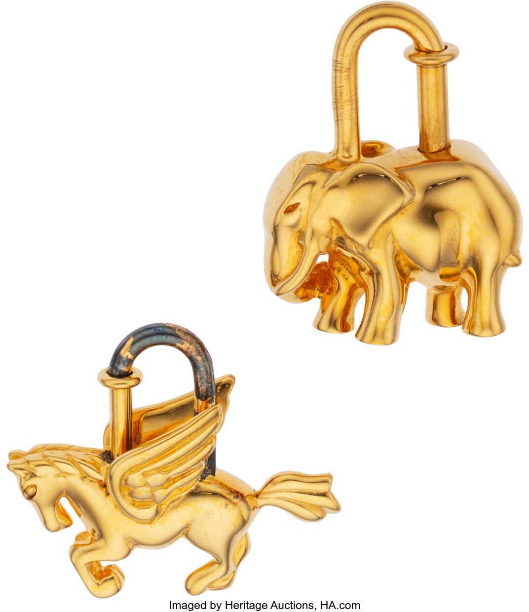 Hermes Hermes Charm Pegasus Cadena Lock Gold Tone