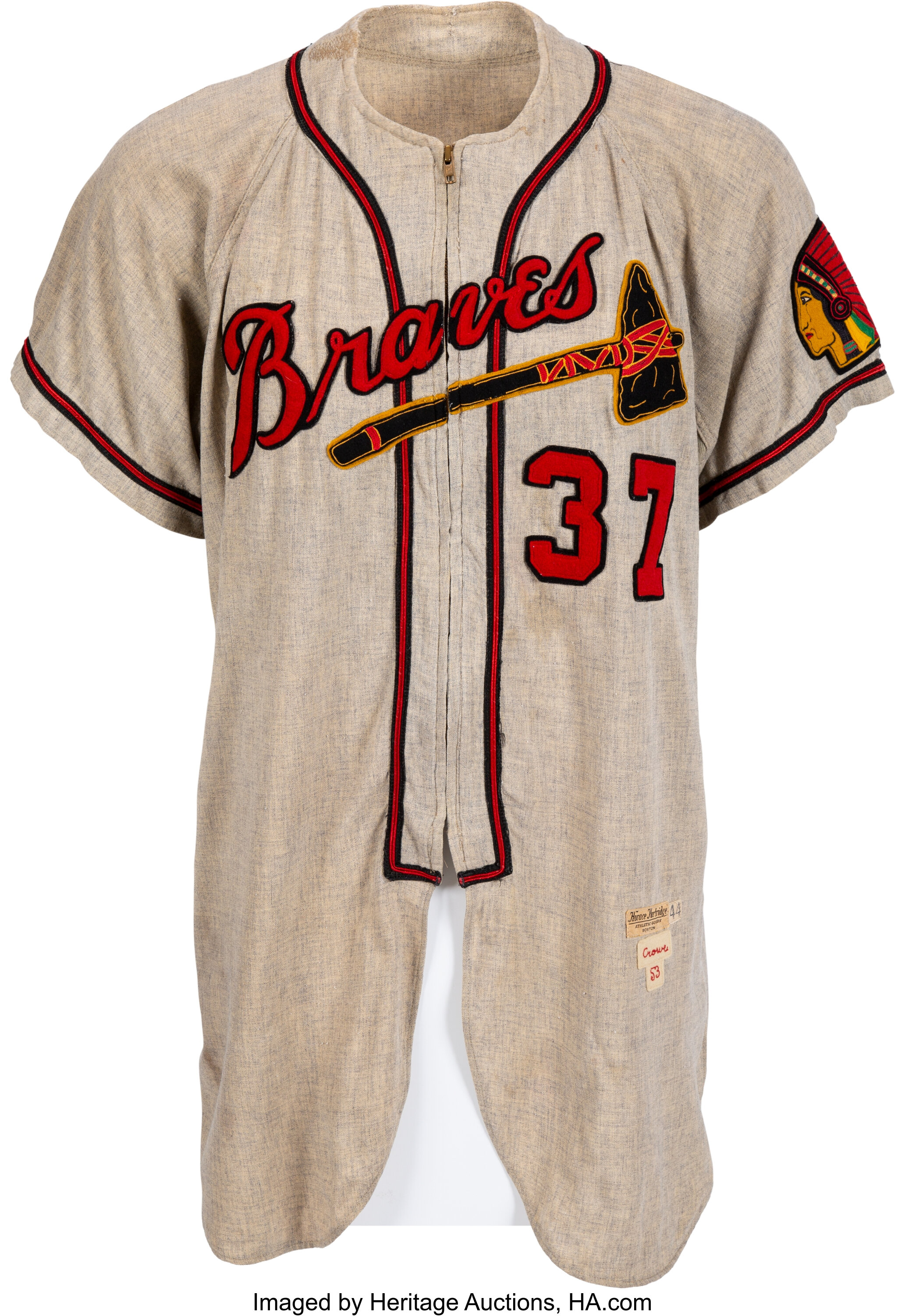 1953 George Crowe Game Worn Milwaukee Braves Uniform. Baseball