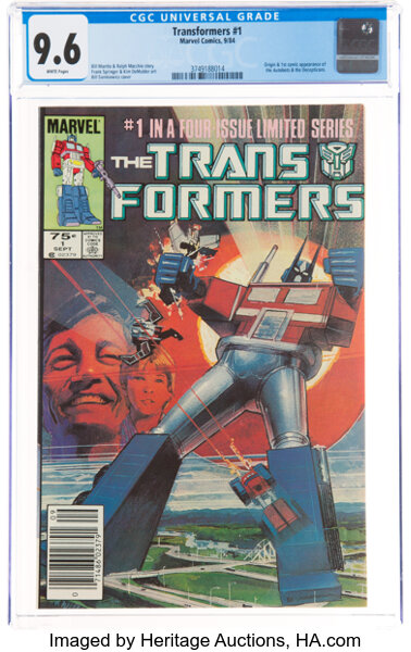 Modern Age (1980-Present):Superhero, Transformers #1 Newsstand Edition (Marvel, 1984) CGC NM+ 9.6 White pages....