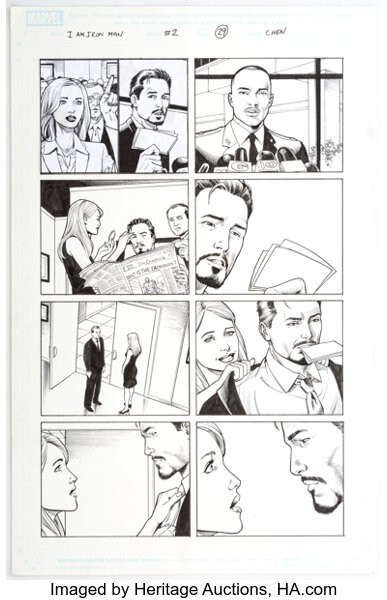 Original Comic Art:Story Page, Sean Chen and Victor Olazaba Iron Man: I Am Iron Man #2 Story Page 29 Original Art (Marvel, ...