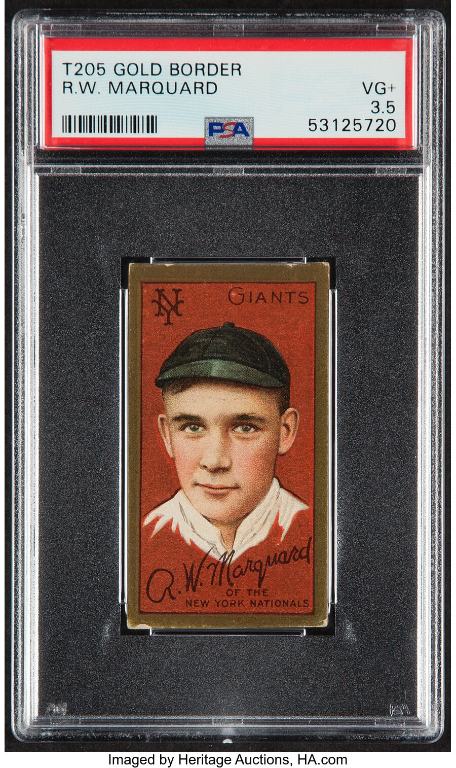 1911 T205 Gold Border Rube Marquard PSA VG+ 3.5