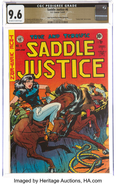 Golden Age (1938-1955):Western, Saddle Justice #6 The Promise Collection Pedigree (EC, 1949) CGC NM+ 9.6 Off-white to white pages....