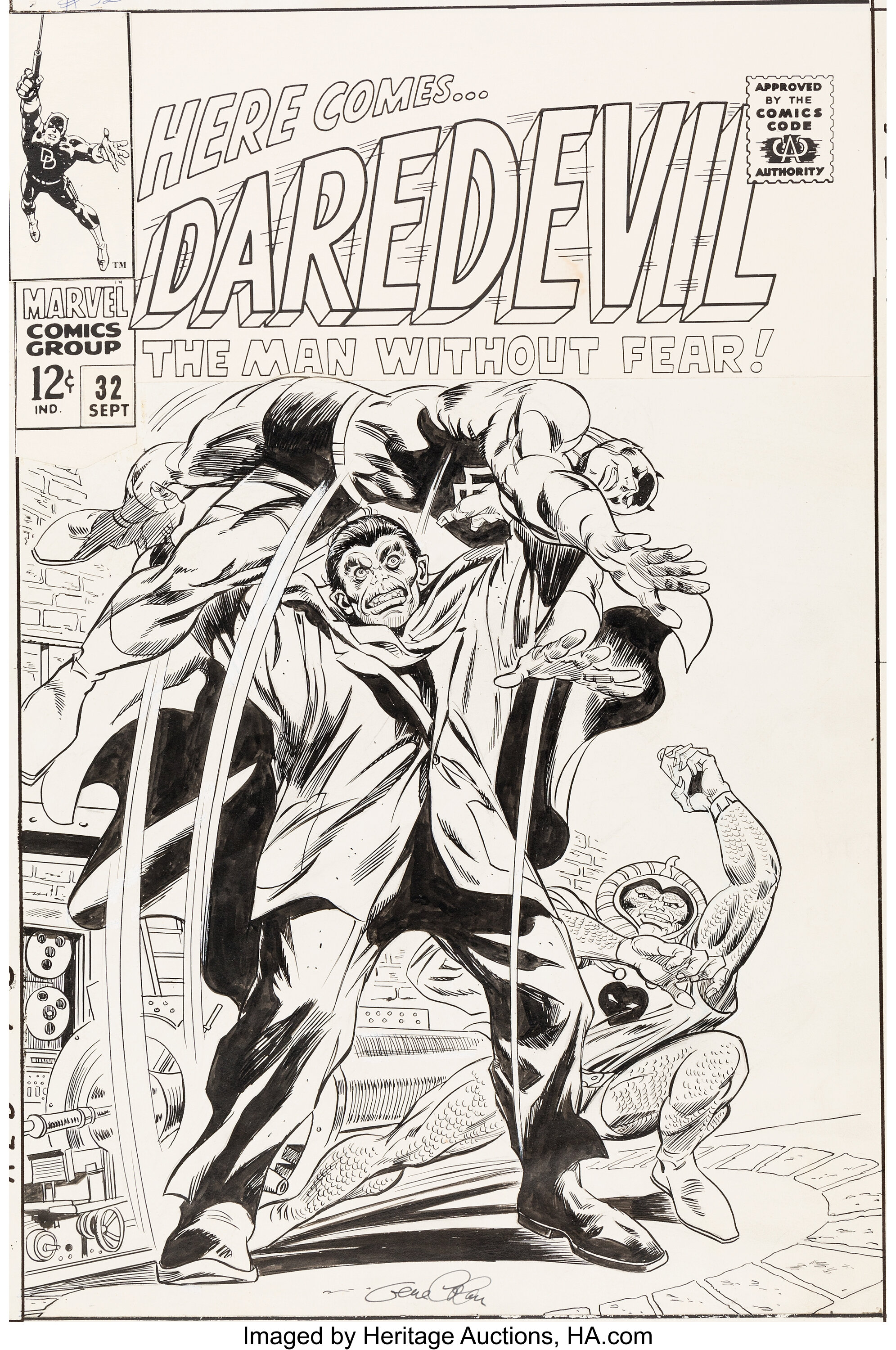 Gene Colan and John Tartaglione Daredevil #32 Cover Original Art | Lot ...