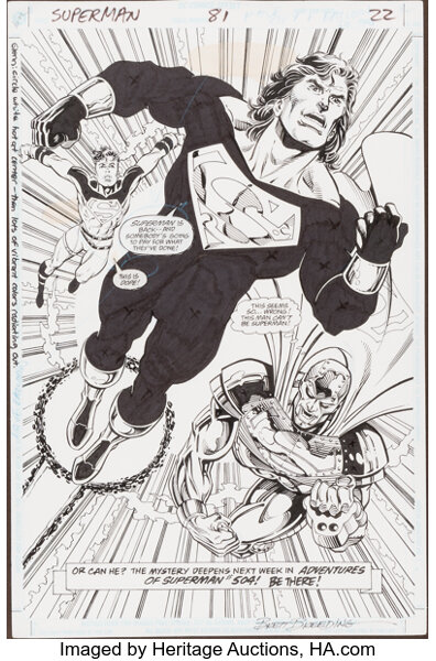 Dan Jurgens And Brett Breeding Superman 81 Splash Page 22 Original Lot 95054 Heritage Auctions