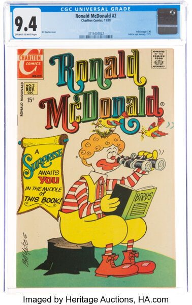 Bronze Age (1970-1979):Cartoon Character, Ronald McDonald #2 (Charlton, 1970) CGC NM 9.4 Off-white to white pages....