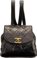 Chanel Vintage Black Quilted Calfskin Leather Backpack with Gold, Lot  #58136