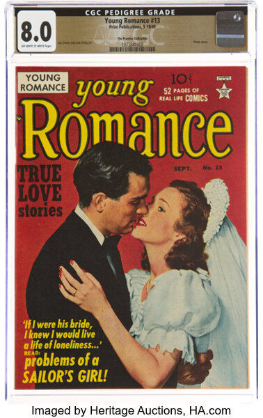 Golden Age (1938-1955):Romance, Young Romance Comics #13 The Promise Collection Pedigree (Prize, 1949) CGC VF 8.0 Off-white to white pages....
