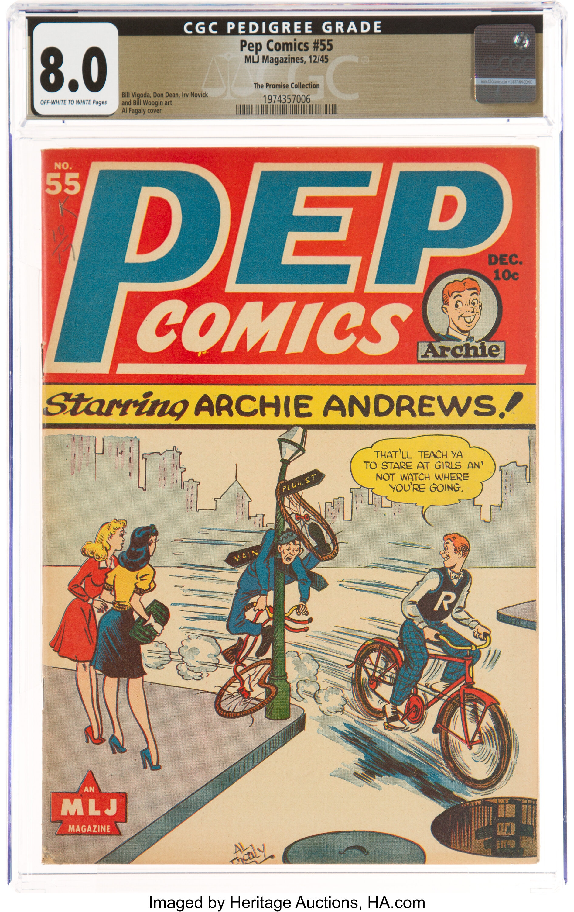 Pep Comics 55 The Promise Collection Pedigree Mlj 1945 Cgc Vf Lot Heritage Auctions