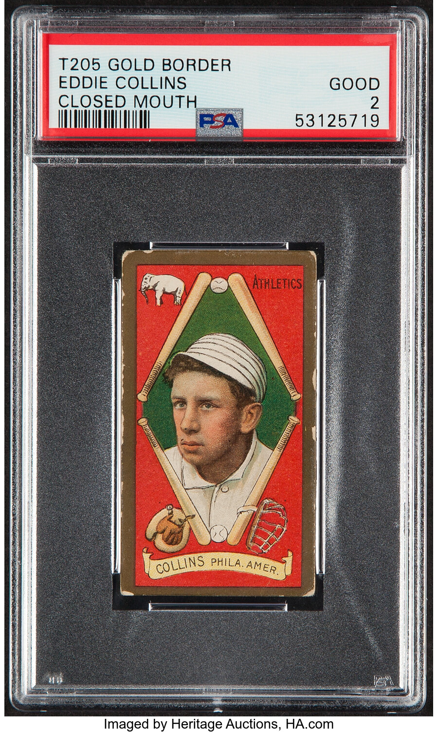 1911 T205 Honest Long Cut Eddie Collins (Mouth Closed) PSA Good 2