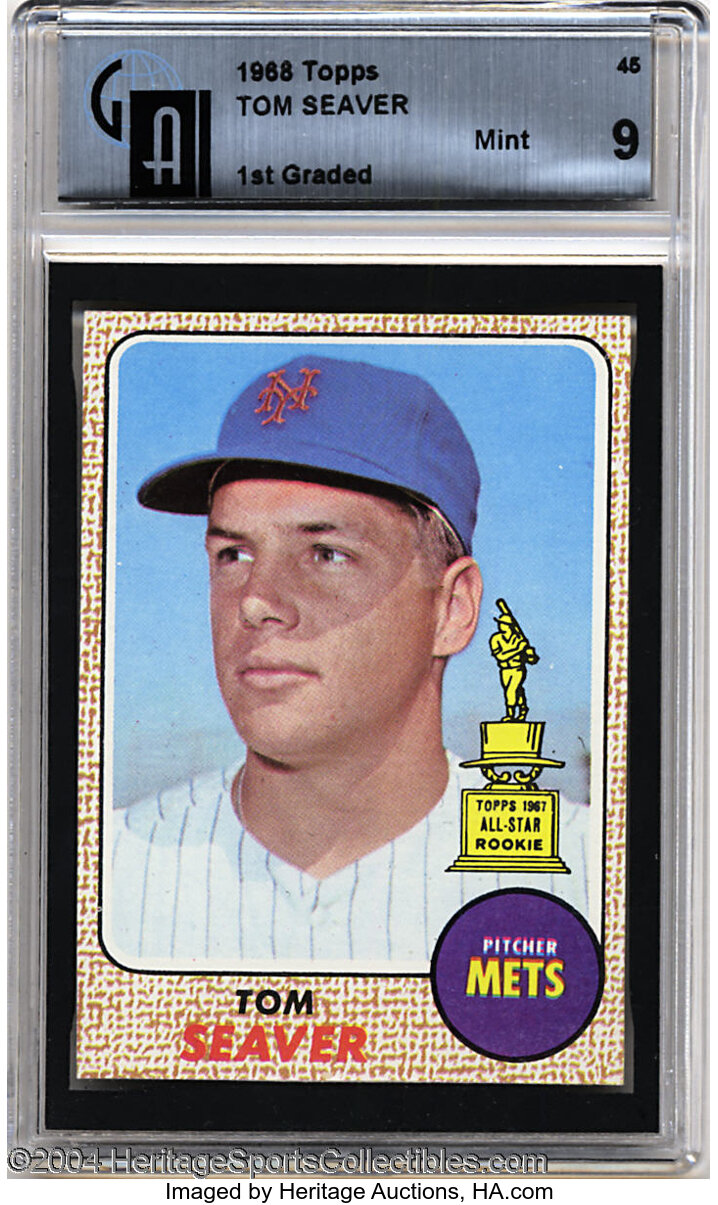  1968 Topps # 45 A Tom Seaver New York Mets (Baseball Card)  (Back is Gold in Color) POOR Mets : Collectibles & Fine Art