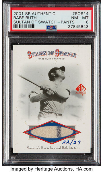 PSA 10 BABE RUTH 2001 SP SULTAN OF SWATCH JERSEY PANTS