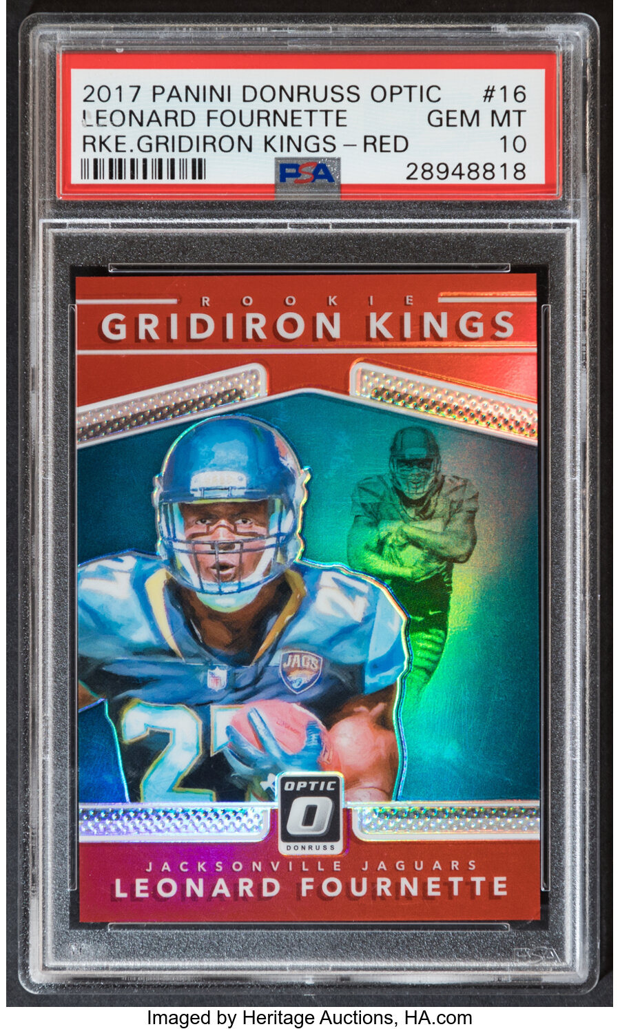 2017 Panini Donruss Optic Rookie Gridiron Kings Leonard Fournette (Red) #16 PSA Gem Mint 10 - Serial Numbered 19/99