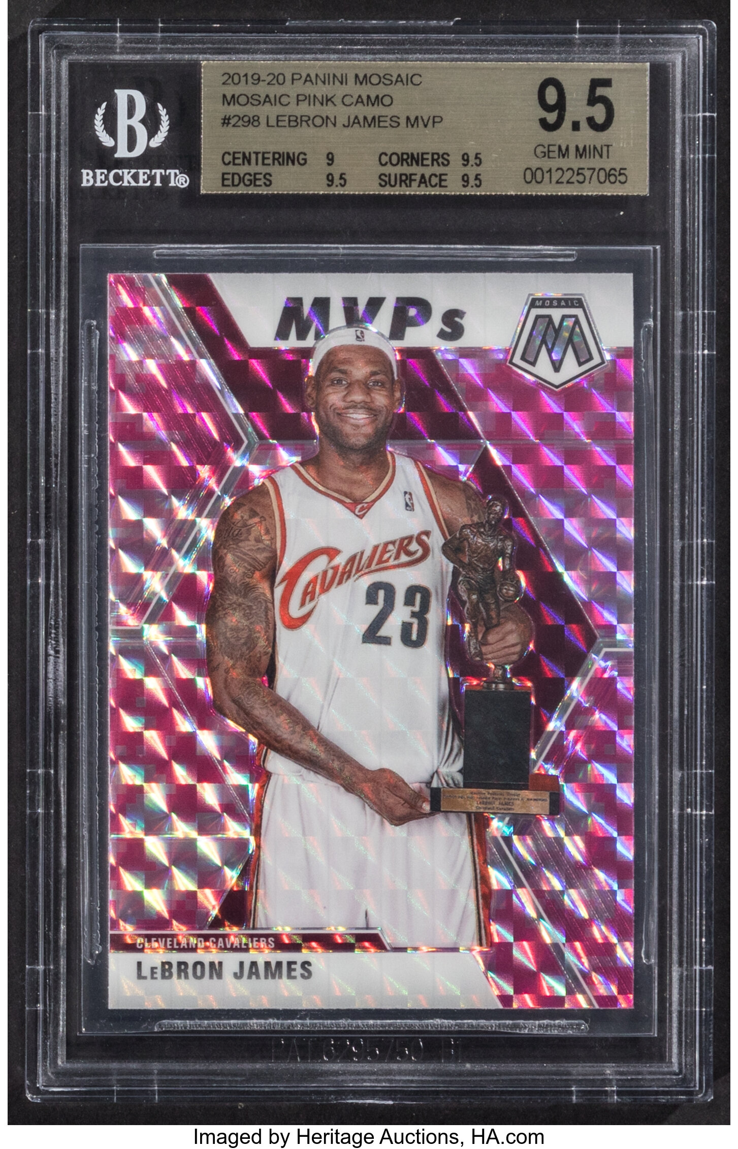 2019 Panini Mosaic LeBron James MVP (Pink Camo) #298 BGS Gem Mint