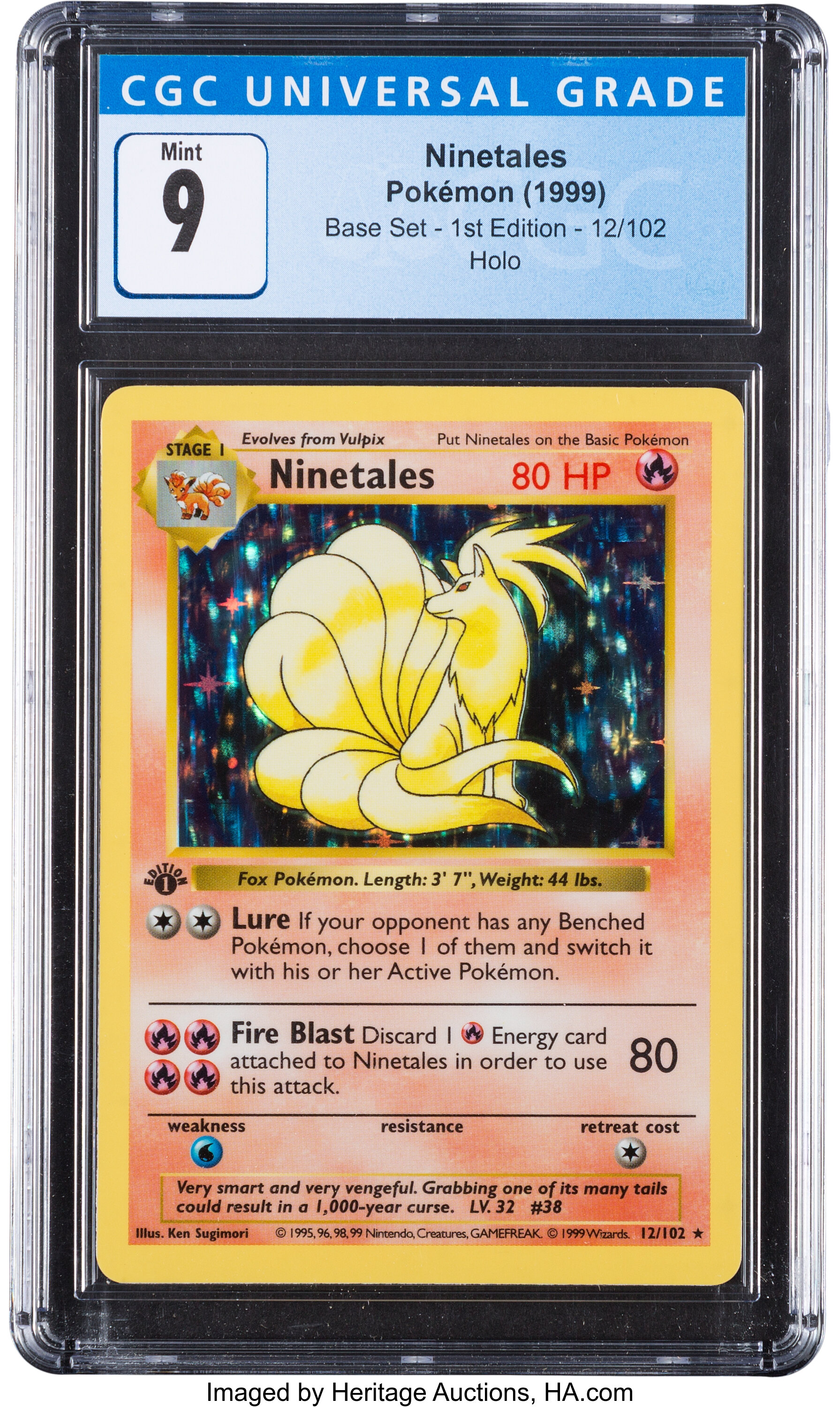 Pokémon Ninetales #12 First Edition Base Set Trading Card (Wizards