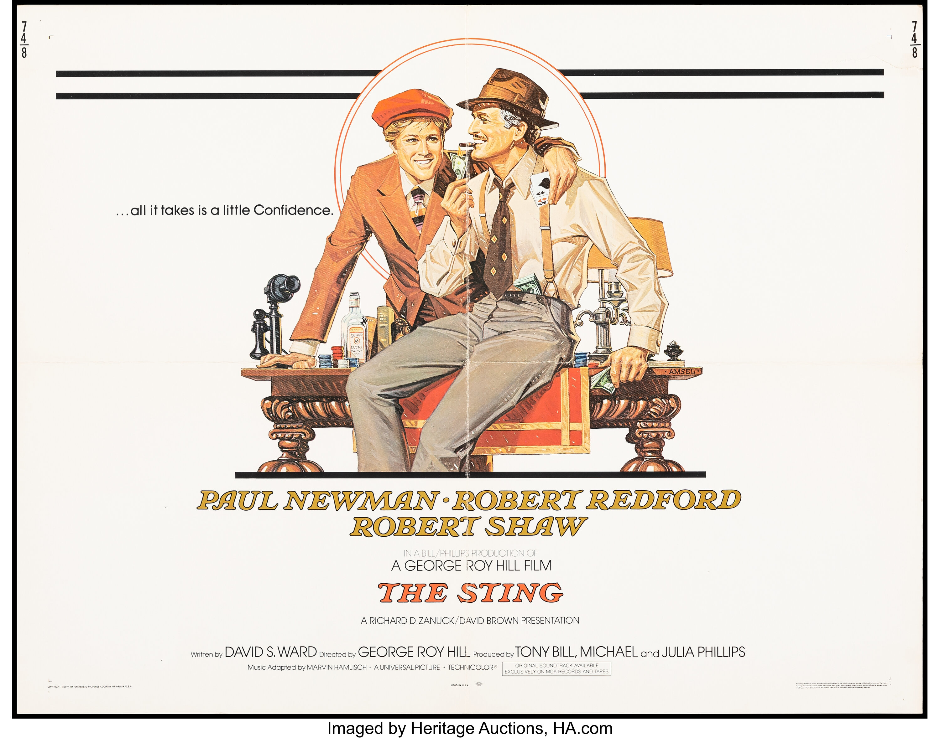 The Sting (Universal, 1973). Folded, Fine/Very Fine. International ...