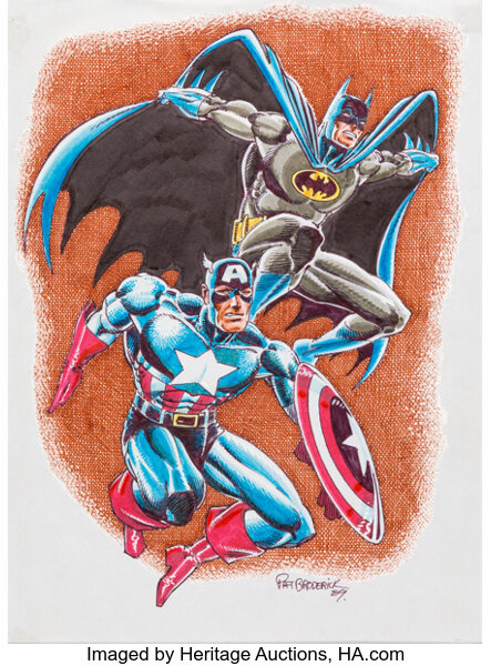 Original Comic Art:Illustrations, Pat Broderick - Batman and Captain America Specialty Illustration Original Art (1989)....