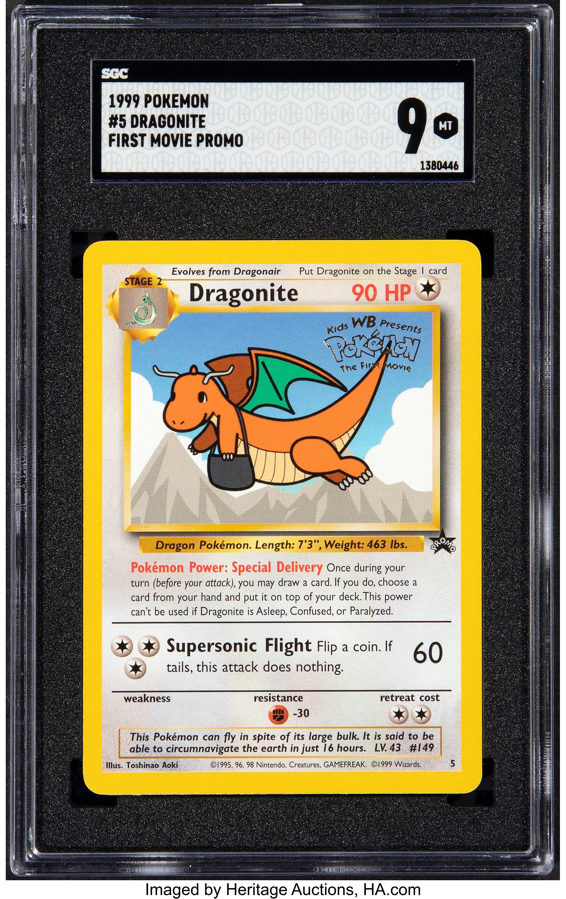 1999 Pokemon Dragonite 5 First Movie Promo Sgc Mint 9 Lot Heritage Auctions