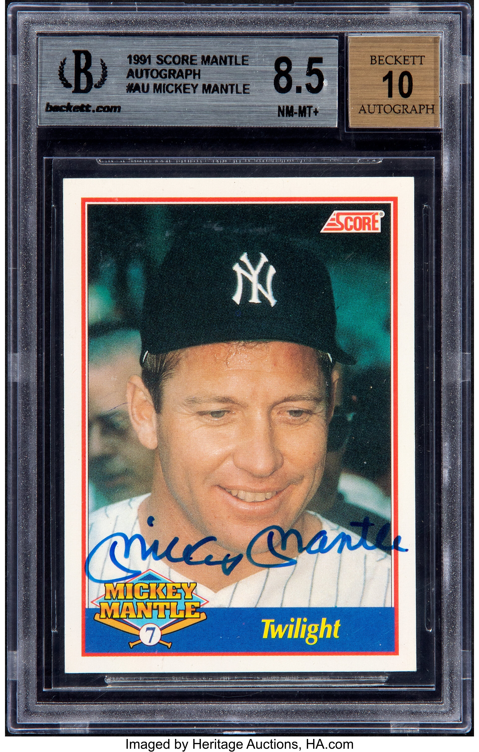 Signed 1991 Score Mickey Mantle #7 BGS NM-MT+ 8.5, Auto 10 - #'d, Lot  #59253