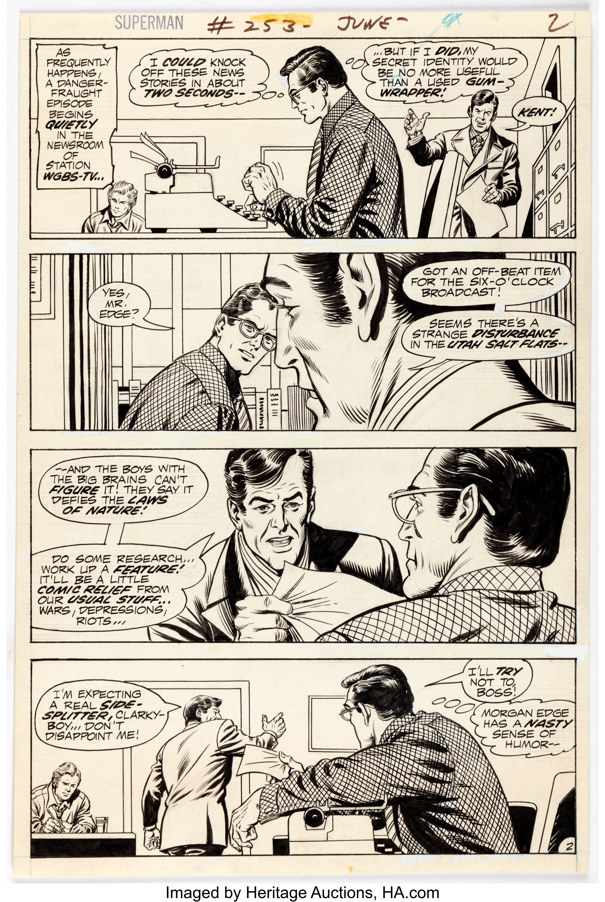 Curt Swan and Murphy Anderson Superman #253 Story Page 2 Original | Lot ...