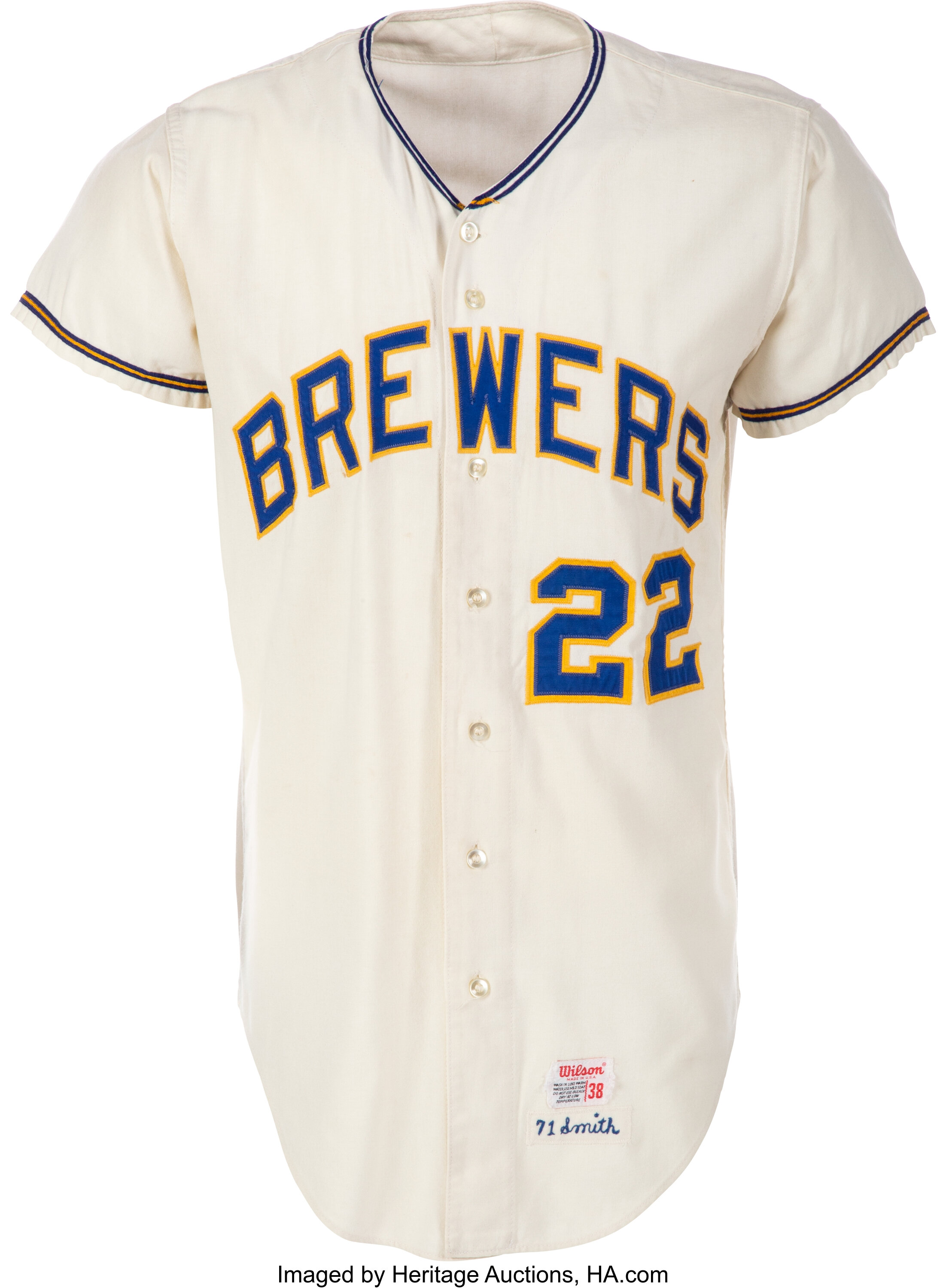 1971 Bernie Smith Game Worn Milwaukee Brewers Flannel Jersey., Lot  #59984