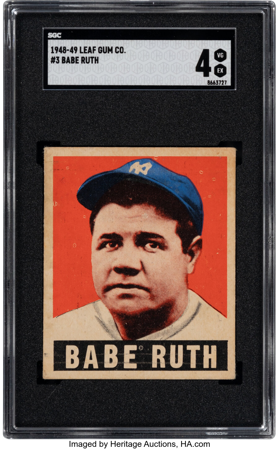 1948-49 Leaf Babe Ruth #3 SGC VG-EX 4