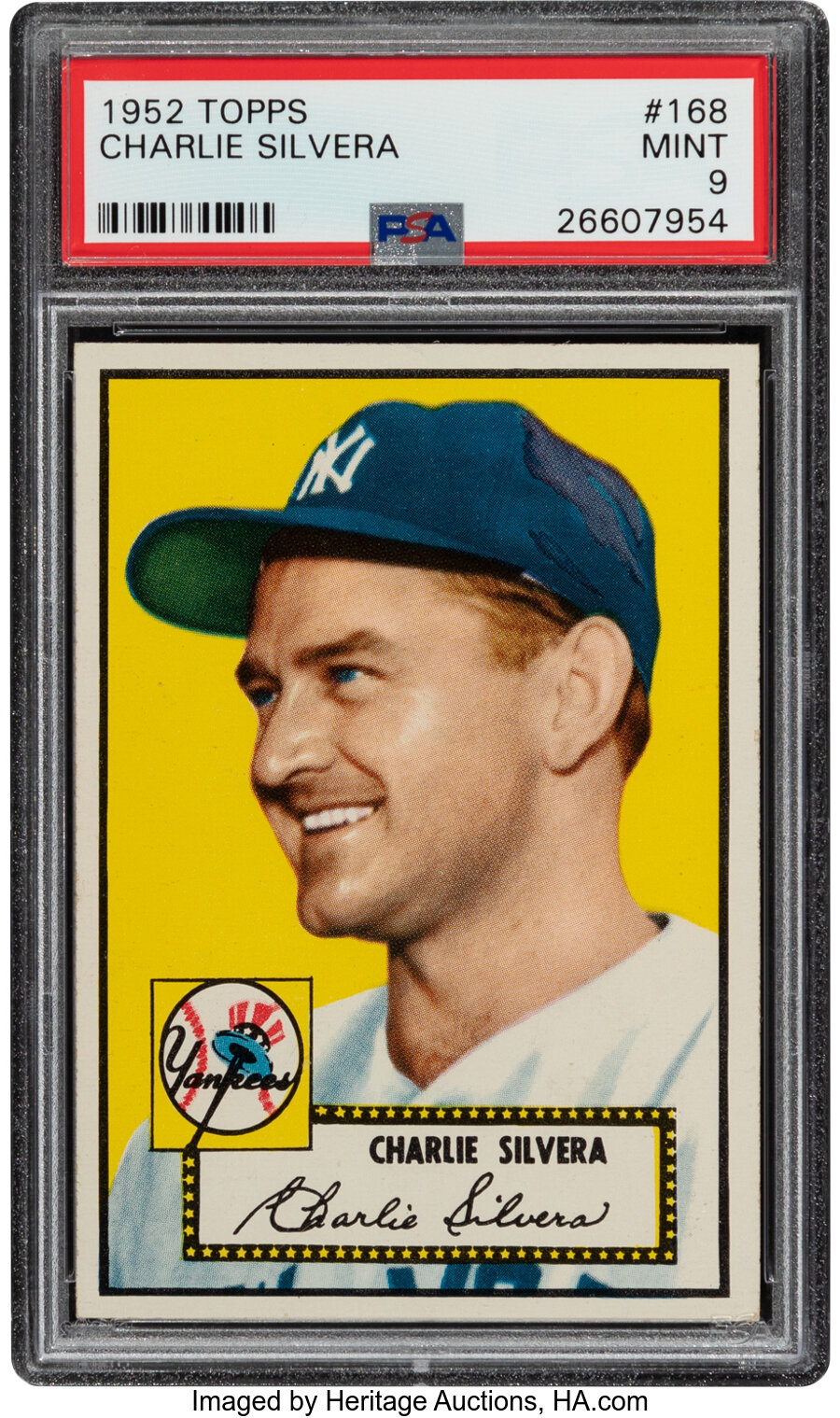 1952 Topps Charlie Silvera #168 PSA Mint 9 - None Higher