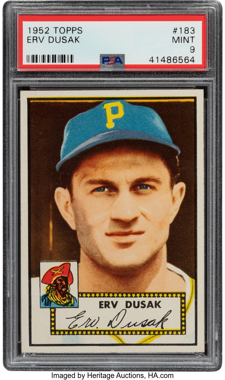 1952 Topps Erv Dusak #183 PSA Mint 9 - Pop Three, None Higher