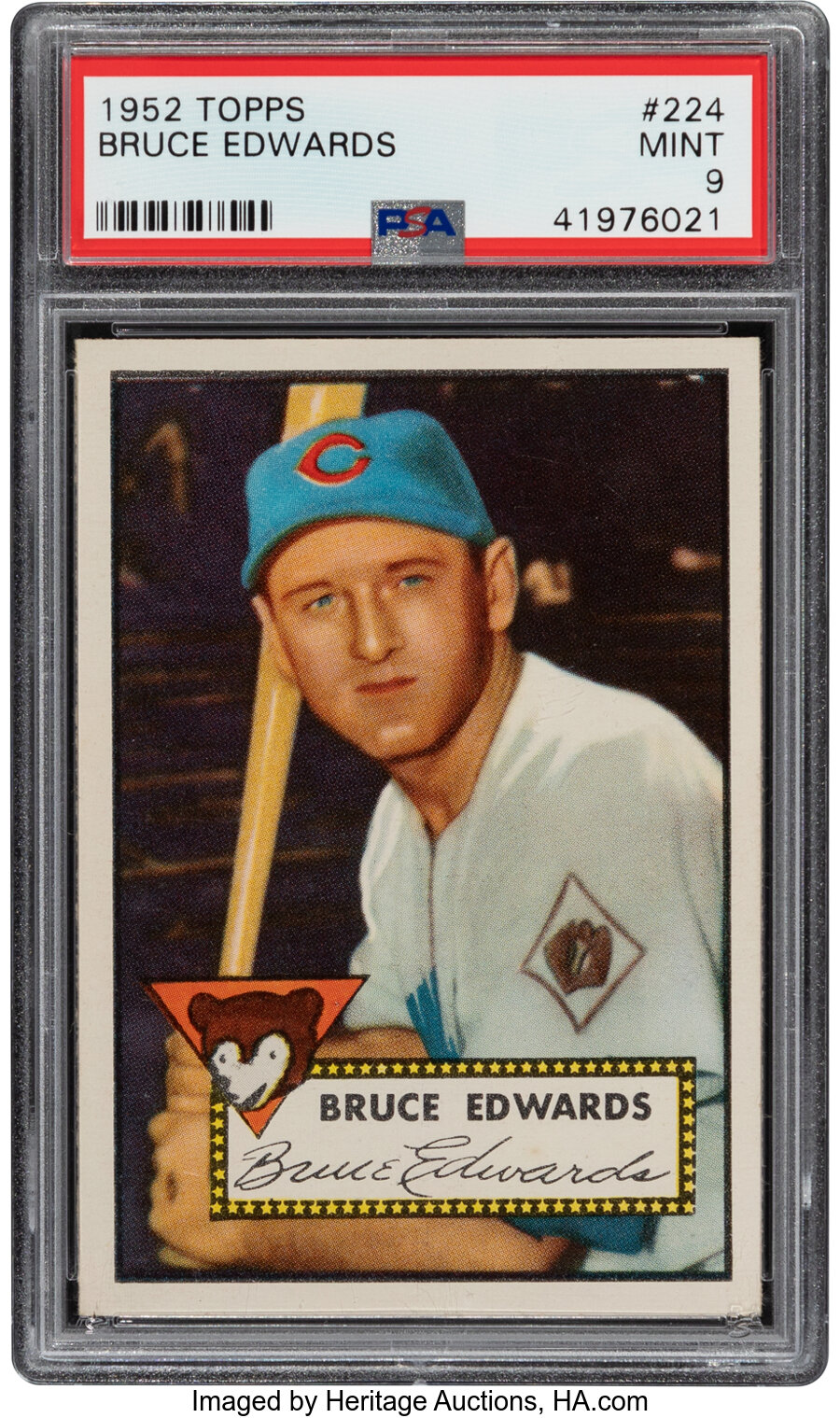 1952 Topps Bruce Edwards #224 PSA Mint 9 - Pop Five, None Higher