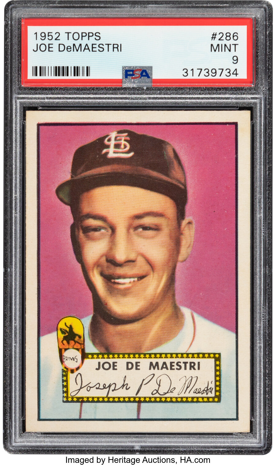 1952 Topps Joe DeMaestri #286 PSA Mint 9 - None Higher