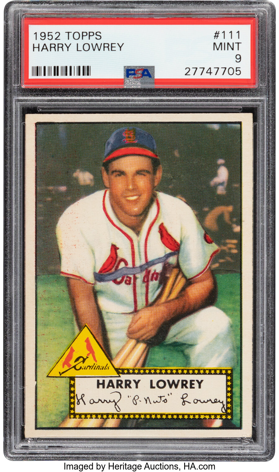 1952 Topps Harry Lowrey #111 PSA Mint 9 - Pop Four, None Higher