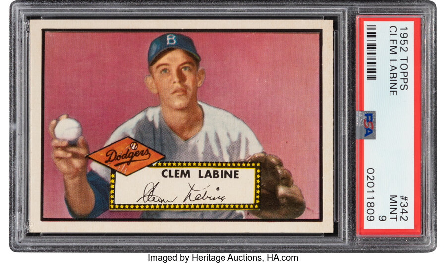 1952 Topps Clem Labine #342 PSA Mint 9 - None Higher